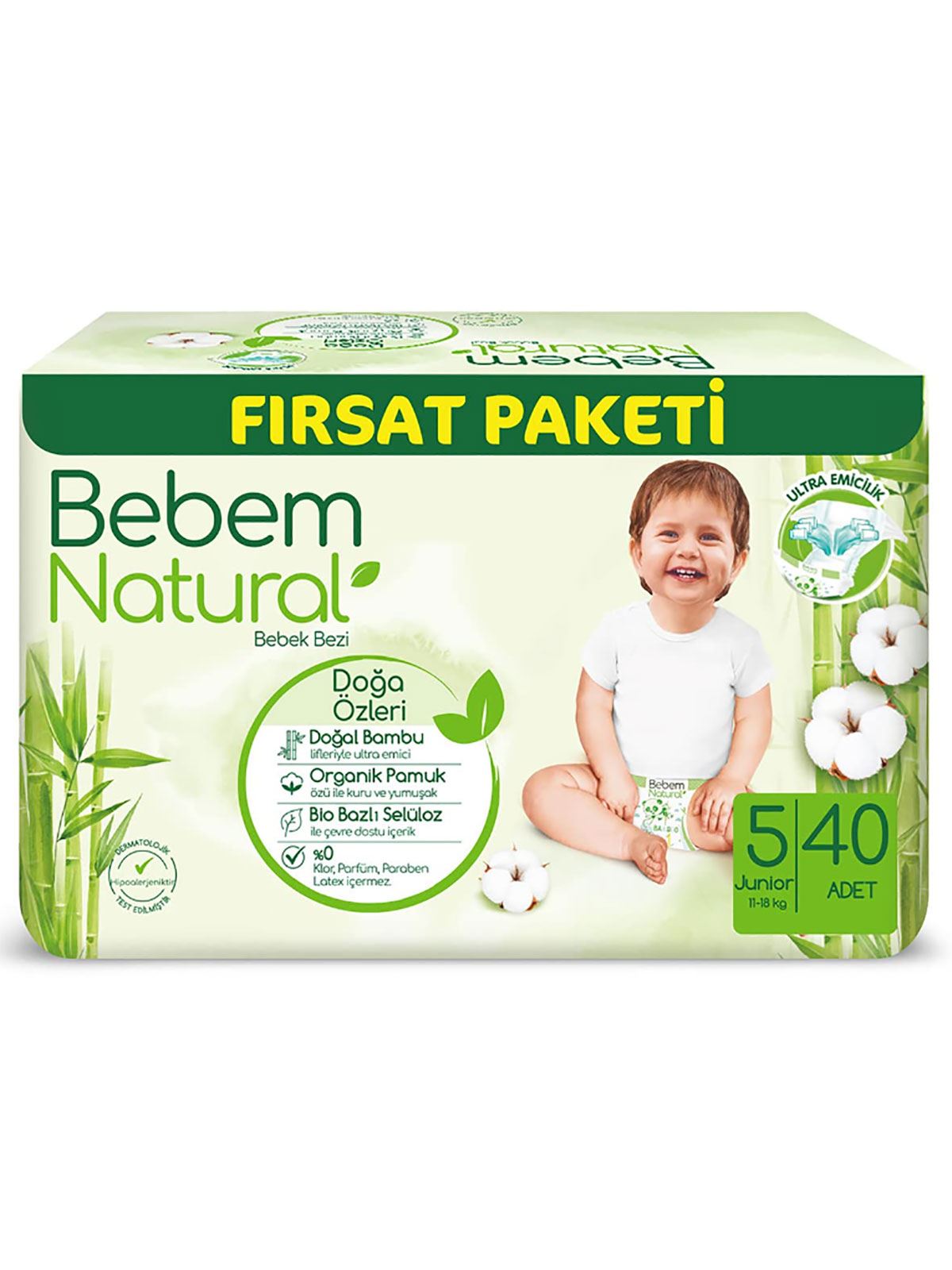 Bebem MOLFIX ПАМПЕРС BEBEM NATURAL 11-18КГ /5-ЦА/ 40БР | Магазини Ivis ...