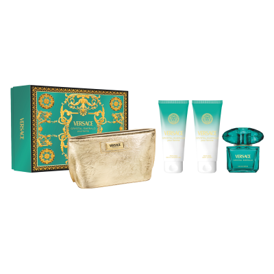 VERSACE CRYSTAL EMERALD КОМПЛЕКТ ПАРФЮМНА ВОДА 90МЛ + ДУШ ГЕЛ 100МЛ + ЛОСИОН ЗА ТЯЛО 100МЛ + НЕСЕСЕР ЗА ЖЕНИ