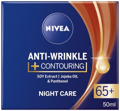 NIVEA КРЕМ ЗА ЛИЦЕ ANTI-WRINKLE CONTOURING 65+ КОНТУРИРАЩ ПРОТИВ БРЪЧКИ НОЩЕН 50МЛ