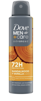 DOVE ДЕЗОДОРАНТ ADVANCED CARE 72H SANDALWOOD+VANILLA ЗА МЪЖЕ 150МЛ
