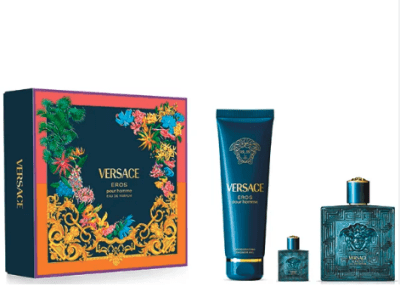 VERSACE EROS КОМПЛЕКТ ПАРФЮМНА ВОДА 100МЛ + ДУШ ГЕЛ 150МЛ +  МИНИ ПАРФЮМ 5МЛ ЗА МЪЖЕ