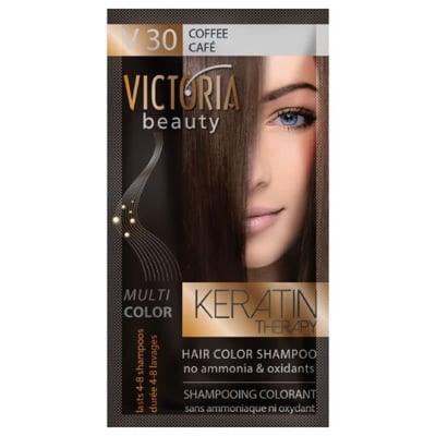 VICTORIA ШАМПОАН ОЦВЕТИТЕЛ ЗА КОСА BEAUTY KERATIN THERAPHY 40МЛ 30 КАФЕ
